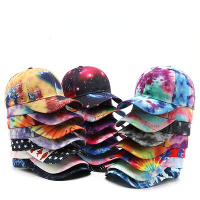 Czapka z daszkiem tie-dye Męska Damska Letnia Bawełniana Kapelusz Przeciwsłoneczny Unisex Sporty na Świeżym Powietrzu Snapback Bieganie Wędkarstwo Podróże Czapka Baseballowa