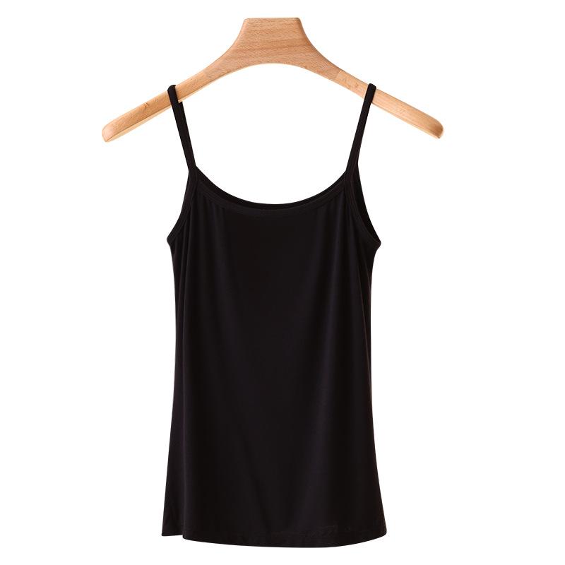 Women's Modal Black Slim Fit Camisole: Large Size, Short Length, Spring & Summer Base Layer.
