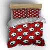 Red Background Soccer Ball Pattern 3Pcs Bedding Set Soft Microfiber Bed Sheet Pillowcase Set For Kids Football Fans Room Decor