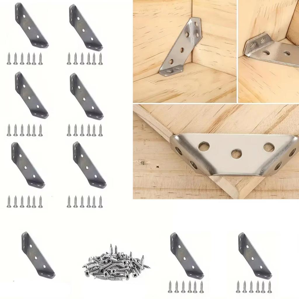 10Pcs  Trapezoidal Bracket, Corner Code, Stainless Steel-Shelf , Accessories
