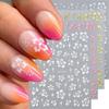4pcs Hibiscus Flower Nail Art Sticker 3D White Pink Floral Decal Y2K Gold Silver Petal DIY Romantic Self-Adhesive Manicure Decor