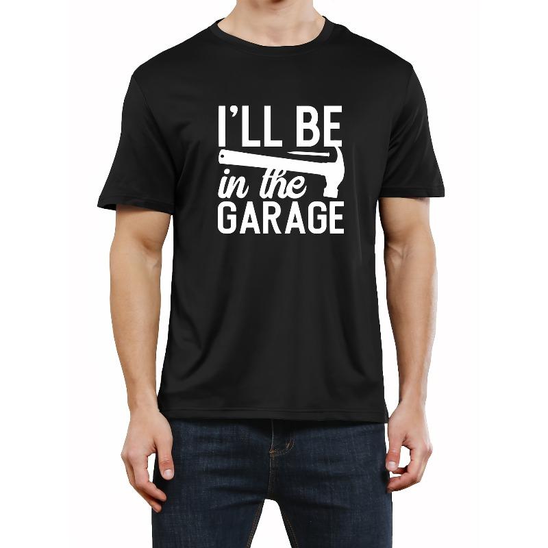 European sizes Mens Garage Print Tee Shirt - Comfortable & Lightweight Short Sleeve Graphic Tee for Summer Casual Wear