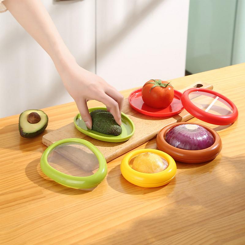 4pcs Food Fruit Vegetable Reusable Airtight Fresh Storage Box for Fruits and Vegetables Avocado Lemon Storage Box Kitchen Gadget