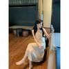Square head crystal transparent thick heel with slippers women's 2025 summer new sandals wear open toes simple and gentle
