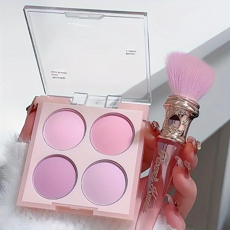 Vibrant Glow Blush Palette - 4-Color Blendable Powders with Soft Gradient Effect - Light Pink & Purple Tones for a Radiant