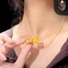 Exquisite Rotatable Dragon Pendant Necklace: Sand Gold Enamel, Old Money Style, Auspicious Women's Accessory