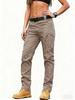 American Tooling Damen Einfarbige Vielseitige Freizeithose Skinny Abriebfest Pendler Gerade Mehrere Taschen Hosen