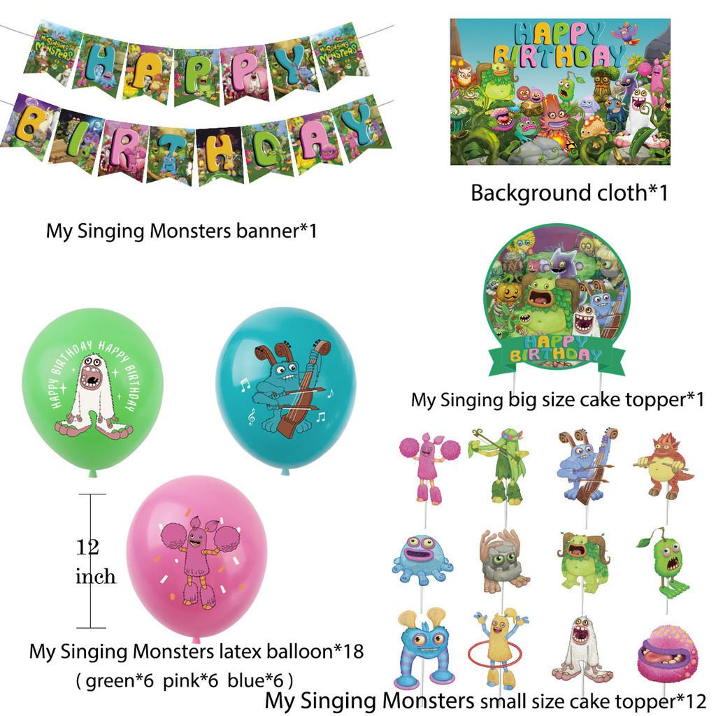 Themed Concert Monster Birthday Party Decorations Hanging Flag Banner Set Balloon