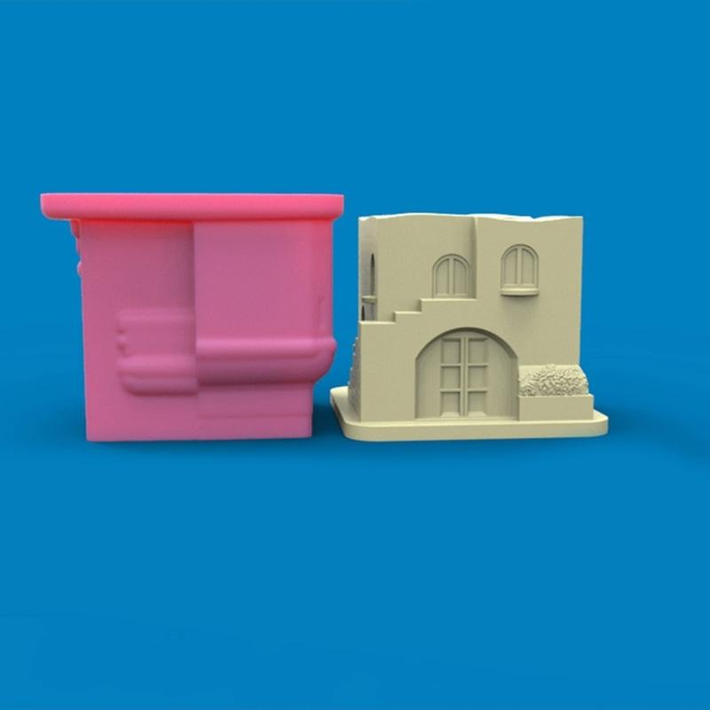 Haus Aufbewahrungsglas Silikonformen DIY Beton Guss Blumentopf Form Kerzenständer Verzierungsherstellungswerkzeug Leicht zu reinigen