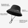 Women Hat Fisherman Style Solid Color Basin Hat with Reflective Stripe Lace-Up Dome Design Bucket Hat