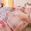 Winter Milk Fleece Bedding Set Coral Thick Sheet Duvet Cover Student Dorm
