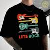 Let's Rock Electric Guitar Music Lover Band Guitarist Men's Moto Casual T-Shirt Street Suitable