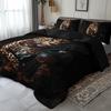 3Pcs Leopard And Black Rose Bedding Duvet Cover Set Luxury Leopard Bedding Quilt Set Animal Themed Bed Quilt Set Elegant