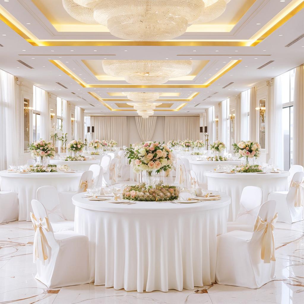 4/5/6ft Spandex Round Wedding Table Cover Wrinkle Free Stretch Fitted with Ruffle Skirt For Baby Shower Wedding Party Banquet