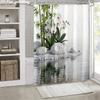 Zen Bamboo Orchid Water Garden Shower Curtain Machine Washable All Season Waterproof Privacy Protection Nature Design Peaceful
