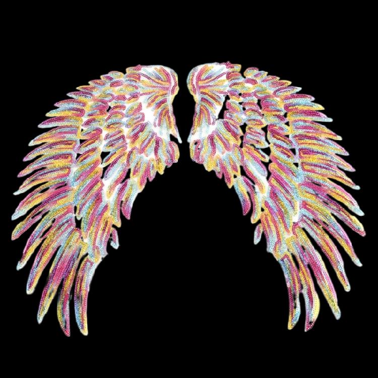 1 Pair Wing Appliques for Clothing Embroidered Sequins Wing Sequins Patches Iron On Sewed On Appliques for DIY Clothes