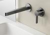 Wall Mounted Bathroom Basin Faucet Grey Single Lever Hot and Cold Solid Brass Crane Brass Sink Mixer Gray Tap