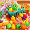 69/82/104 Pcs Play Food Set for Kids Kitchen, Pretend Food Toy for Toddlers Plastics Cutting Fake Food/ Fruit/ Vegetable Accessories