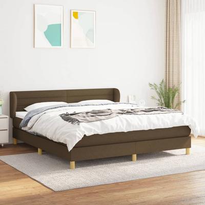 Vidaxl Continental Bed with Mattress, Brown, Fabric, 160X200 Cm