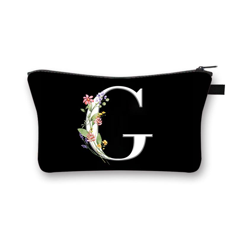 Wild Flower Alphabet Letter A-Z Makeup Bag Canvas Pouch Cosmetic Case Teacher Gift Purse