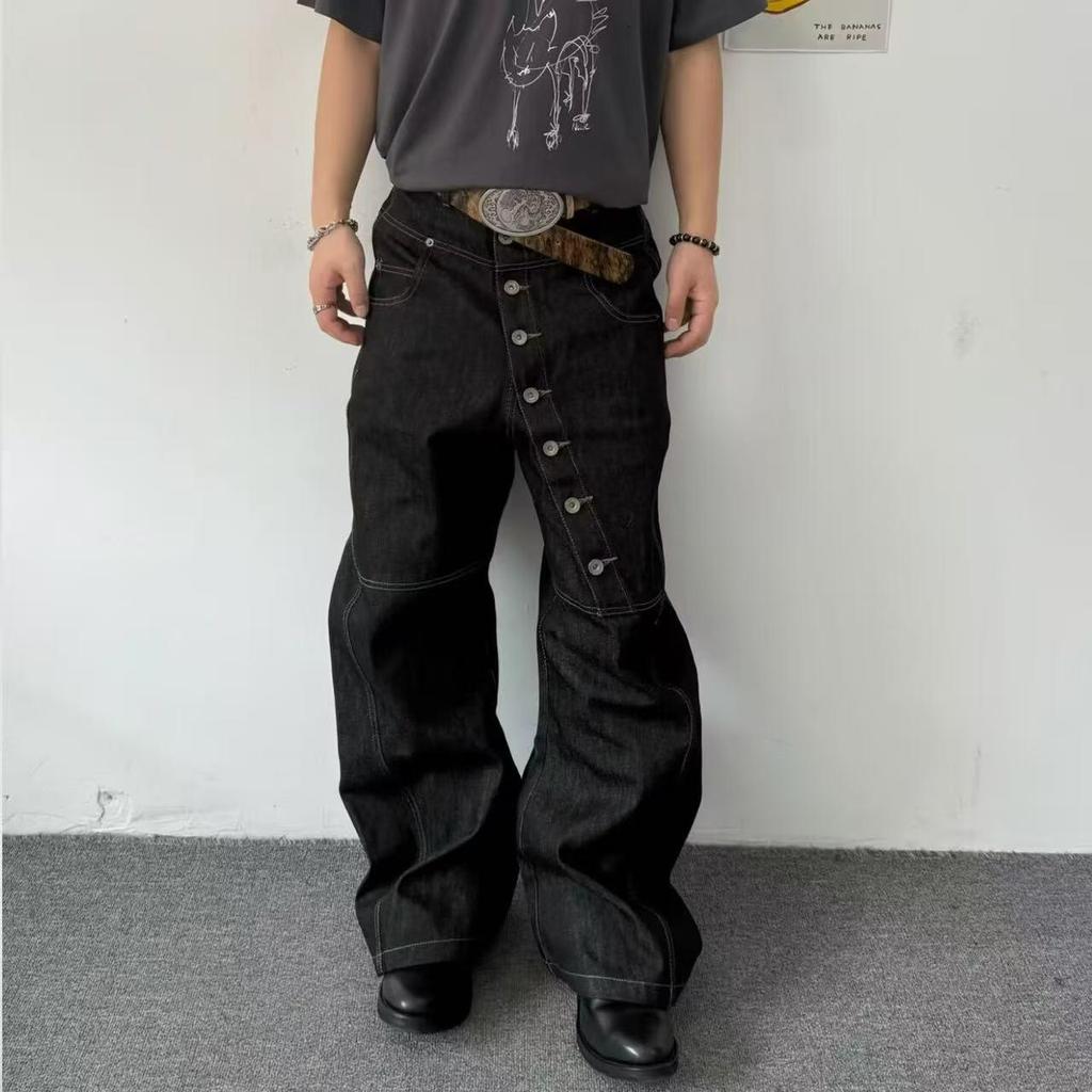 Men's Distressed Ripped Straight-Leg Jeans – American High Street Style