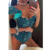 One Piece Swimsuit with Belt Women Swimwear Ruffle Push Up Monokini Print Bathing Suits Swim Suit Wear Beachwear