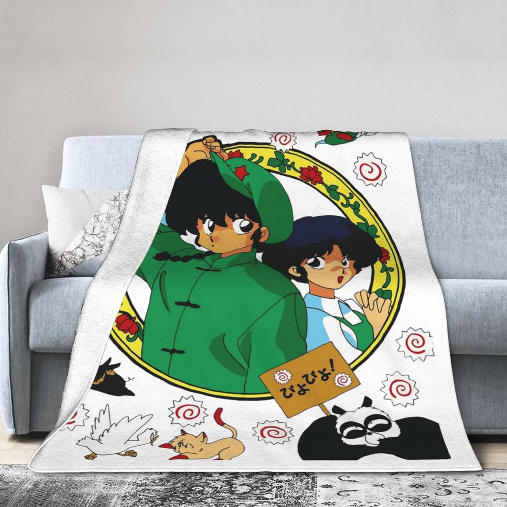 Ranma Akane Blankets Coral Fleece Plush Autumn/Winter Anime Multifunction Ultra-Soft Throw Blanket for Bed Outdoor Bedspread