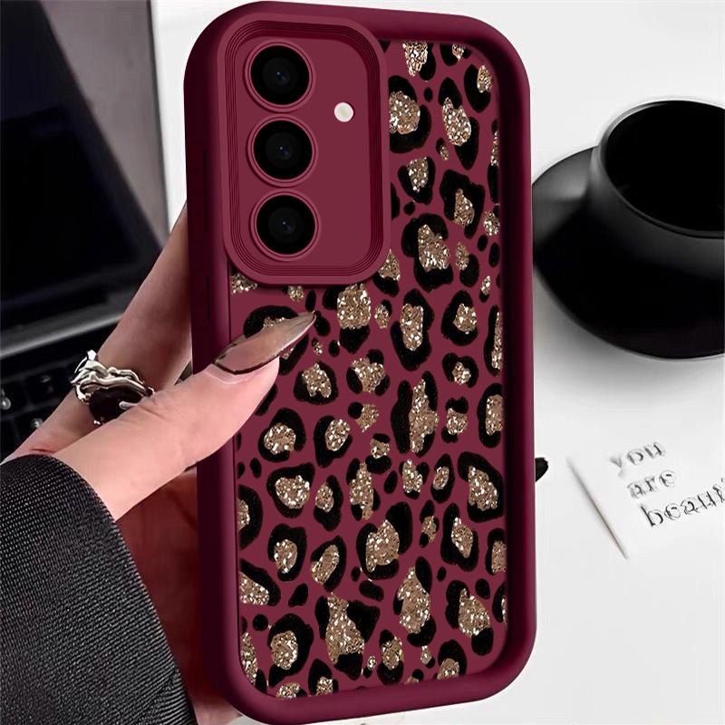 Brown Leopard Print Phone Case For Samsung Galaxy A17 A56 A16 A55 A15 A25 A36 A26 5G S25 Edge S23 S24 Ultra S24 S25 FE TPU Cover