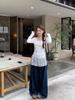 Women's Spring & Autumn Slimming Ballet-Style Lace Patchwork Long Sleeve Base Shirt - White