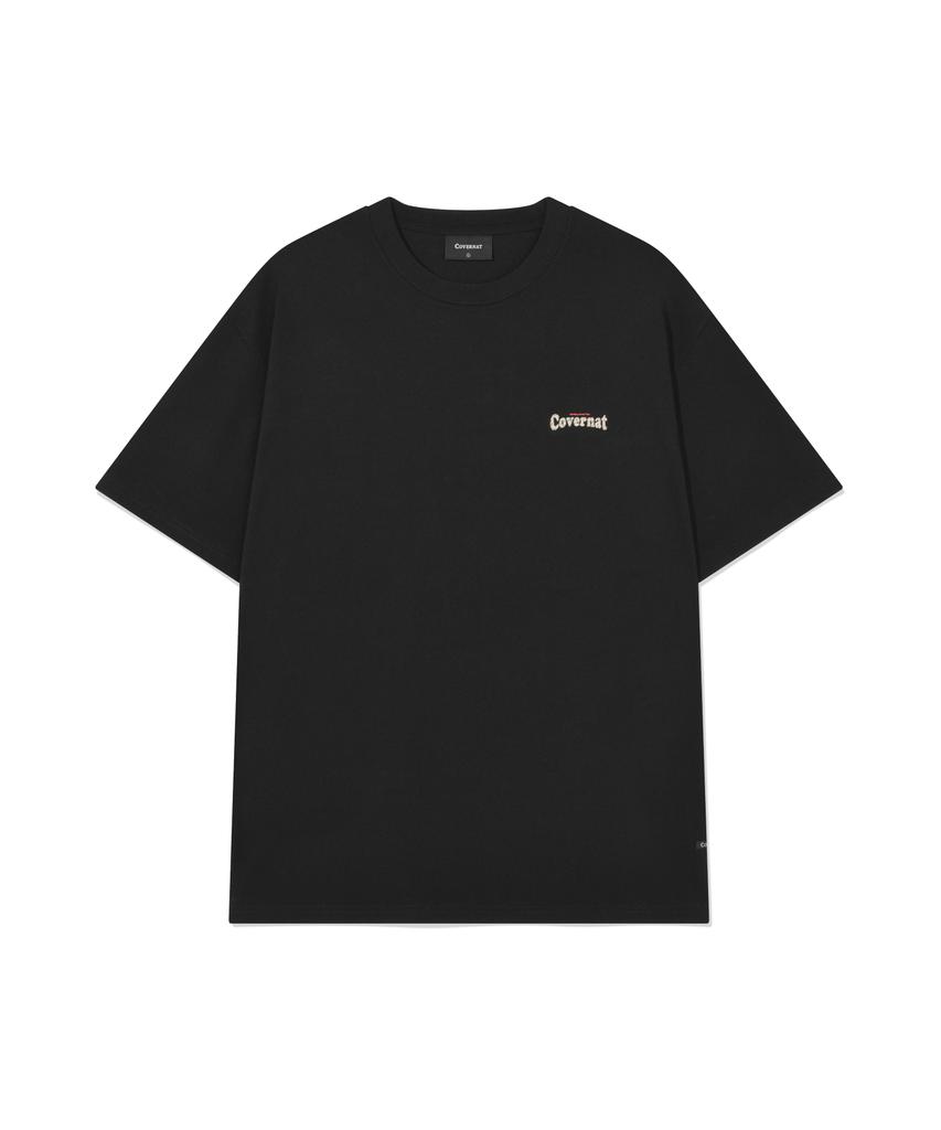 COVERNAT Cool Cotton Surfing Motion Graphic T-Shirt Black