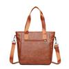 Large Capacity Shoulder Bag Soft Leather Women's Vintage Commuter Tote Bag Multi-Compartment Crossbody Bag