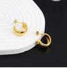 Elegant French C-Shaped Wide Noodle Stud Earrings - High-Quality Gold Plated Stainless Steel