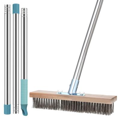 Deck Brush with Wooden Handle Comfortable Grip Stiff Bristle Design Wide Application Cleaning Scrubbing Floor Brush