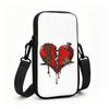 Gothic Stitched Broken Heart Graphic Crossbody Phone Bag, Punk Style PU Leather Cell Phone Sling Purse, Trendy Holiday Gift Aesthetic Shoulder Bag for