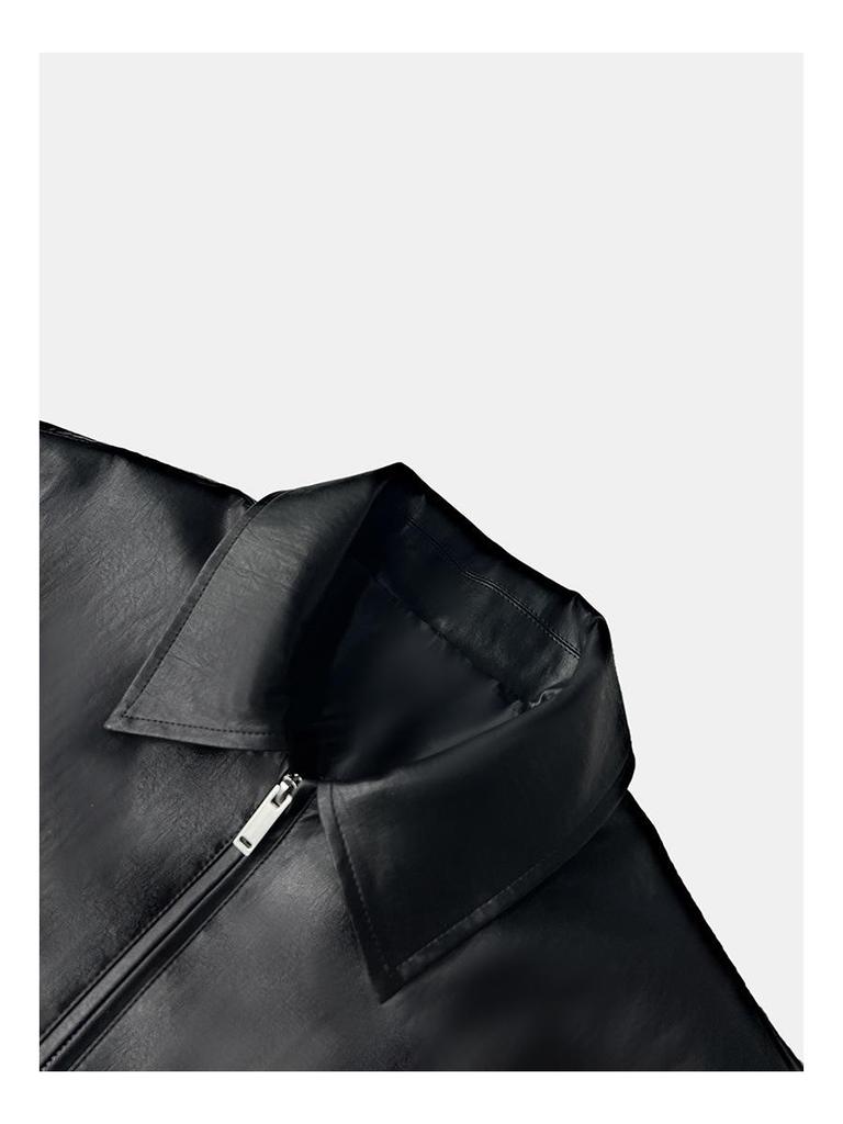 Men's Trendy Korean Style Leather Jacket - 2024 Spring/Autumn, Short Loose Fit with Lapel.