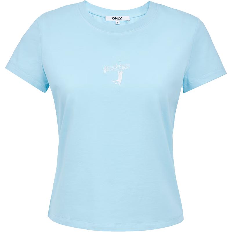 ONLY Women s Round Neck 3D Embroidered Short Sleeve T-shirt XS