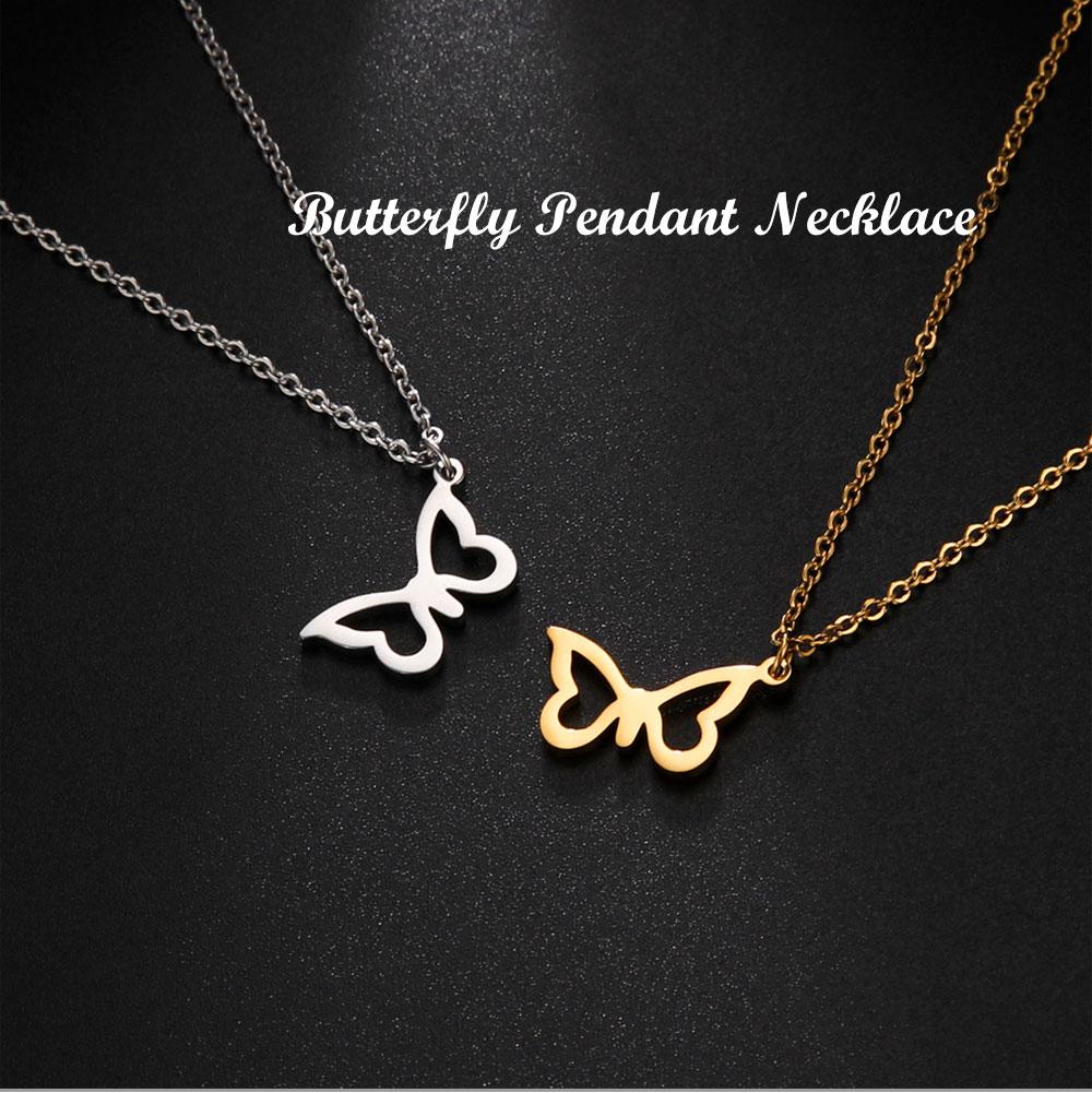 Cazador Korean Stainless Steel Butterfly Pendant Necklace Trendy Gold Color Chain Necklaces For Women Jewelry Gifts New 2026