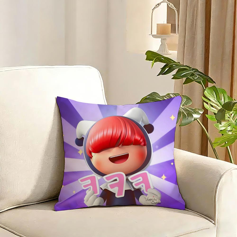 Yumis Cells The Movie Cushion Cover Reversible Plush Pillow Cover Soft Fluffy Home Decor for Sofa Bedroom