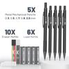 Pen Metal Mechanical Pencil Set with Lead and Eraser 5 and Perfect for Mr. Refills, Sizes, Black 0.3, 0.5, 0.7, 0.9, 2mm. Drawing.
