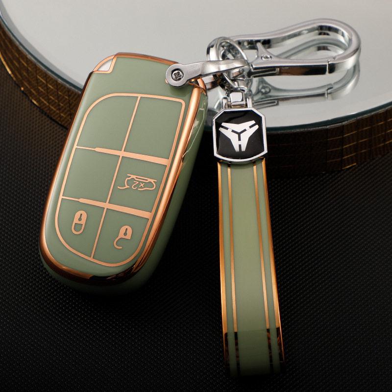 Jeep Compass, Renegade, Cherokee, Grand Commander Gold Edge Car Key Case