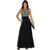 Elegant Women Round Neck Sleeveless Geometric Print Chiffon Dress Long Floor Length Stylish Casual Attire