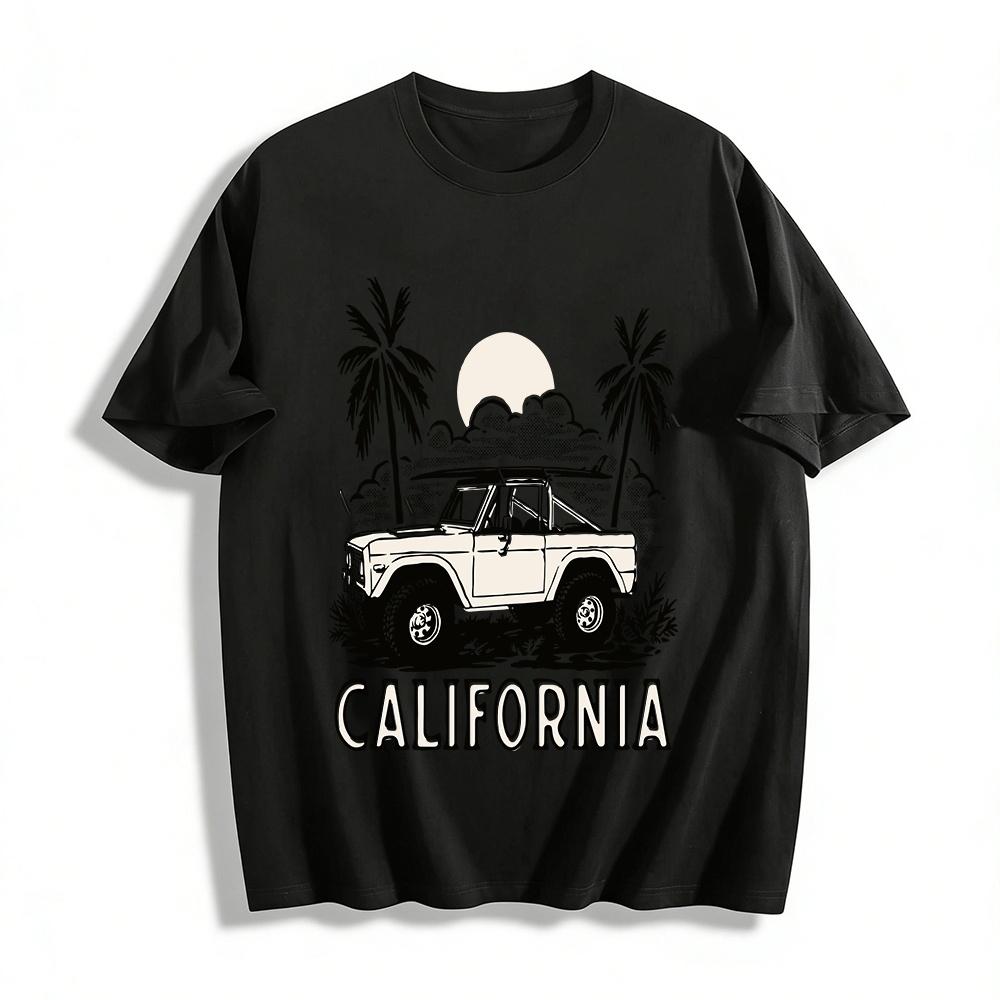 

California Vintage Off-Road Surf Car Graphic Casual Tee Pure cotton T-shirt XXS