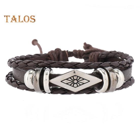 6-teiliges Set mit geflochtenen Armbändern in verschiedenen Formen, Holzperlen-Dekor, Pfauenfeder-Anhänger, Retro-Ethno-Stil, Kunsttürkis-Stein, Steinarmband, Handgelenk