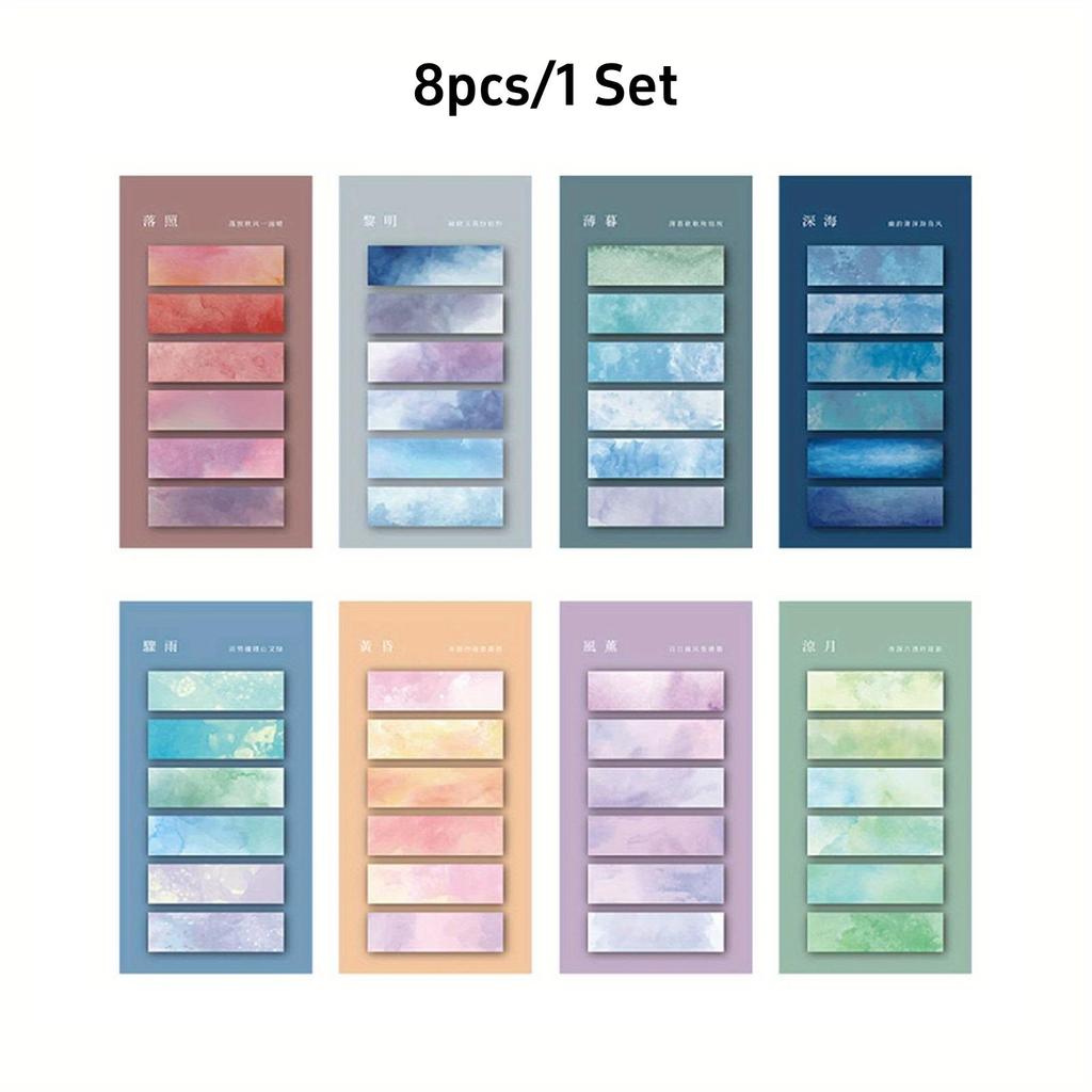 1pc/8pcs Gradient Color Index Sticky Notes with Adhesive Peel-off Index Tabs for Home Office Daily Use