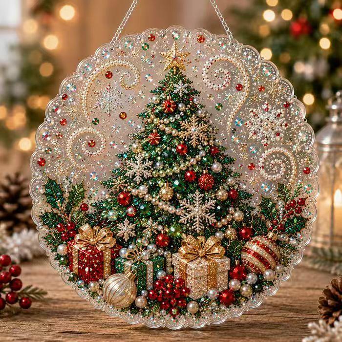 5D Diamond Painting Hanging Ornament Santa Claus Christmas Tree Decor Pendant with Chain Holiday Home Decoration