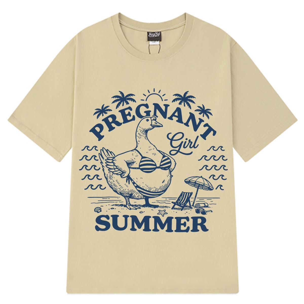 Pregnant Goose Summer TShirt Funny Goose Meme TShirt Unisex Aesthetic Trend TShirts Loose And Casual TShirts Tops S