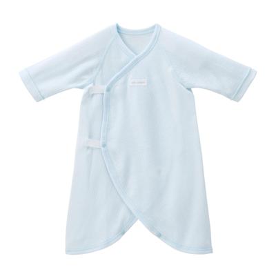 MIKI HOUSE Baby Solid Made In for Boys and Size Blue Undershirt, Color, Logo, 100% Cotton, Japan, Girls, Newborn, 40-2328-496, 50-60cm,
