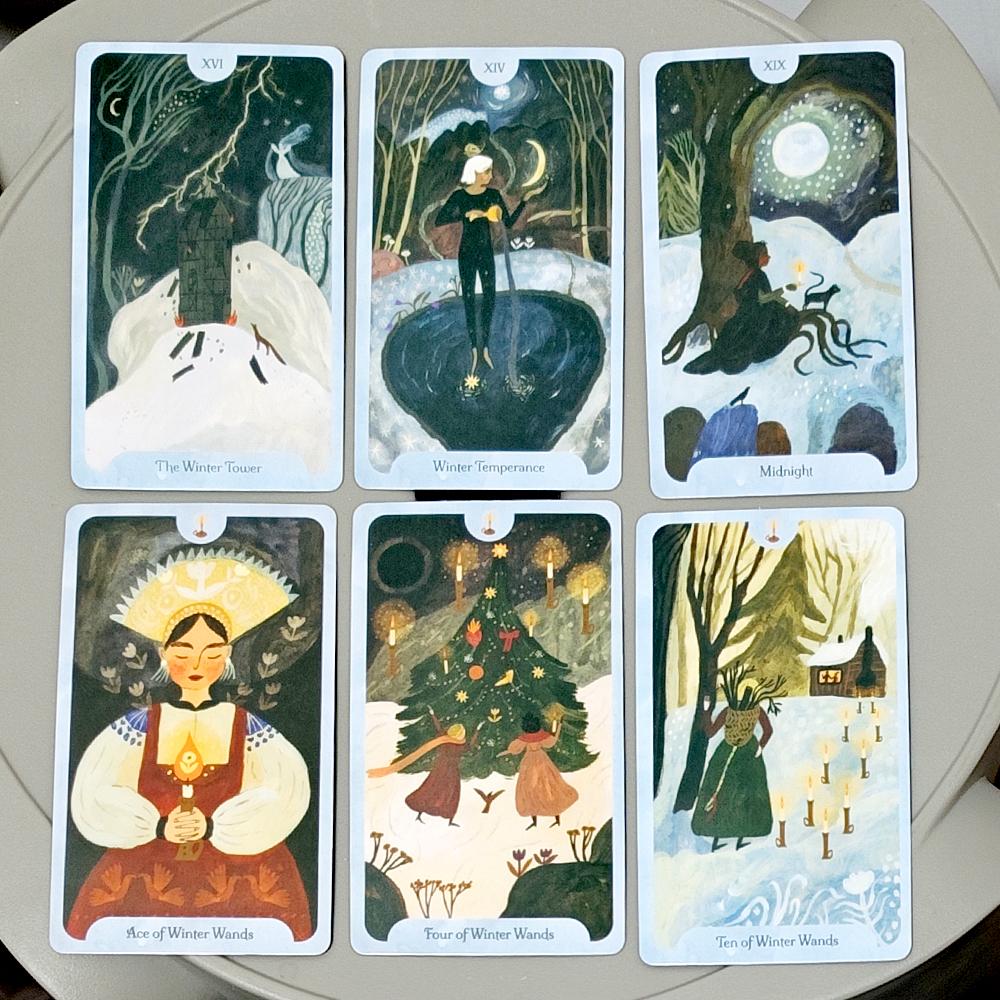 Jahreszeiten der Hexe: Winter Tarot - 78-Karten-Deck für Yule & Imbolc - Volkskunst Divinationswerkzeug 10,3*6cm