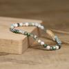 Tree Agate Moss Agate Faceted Bead Bracelet – Gold Accent Adjustable Boho Jewelry, Nature Calm Gift for Women