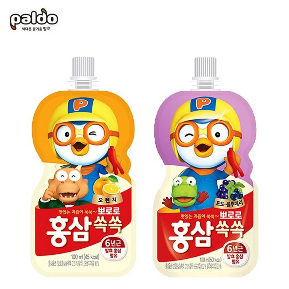 Pororo Red Ginseng Soksok 20 pcs (Orange 10 + Grape 10) / Baby Red Ginseng, 100ml